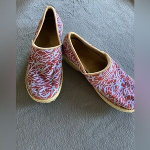 DANSKO Victoria Red Grass Canvas Slip On Loafers Vegan Clogs Shoes Sz 39 9-9.5